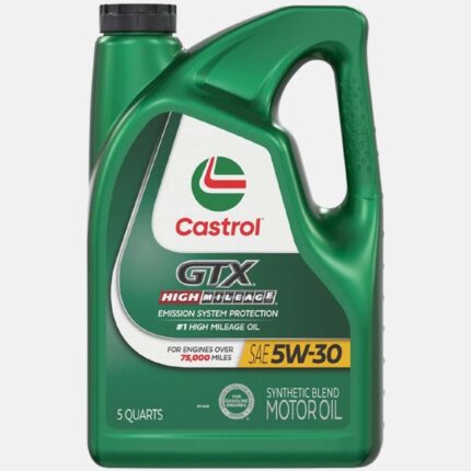 Castrol GTX High Mileage 5W-30 Synthetic Blend Motor Oil, 5 Quarts